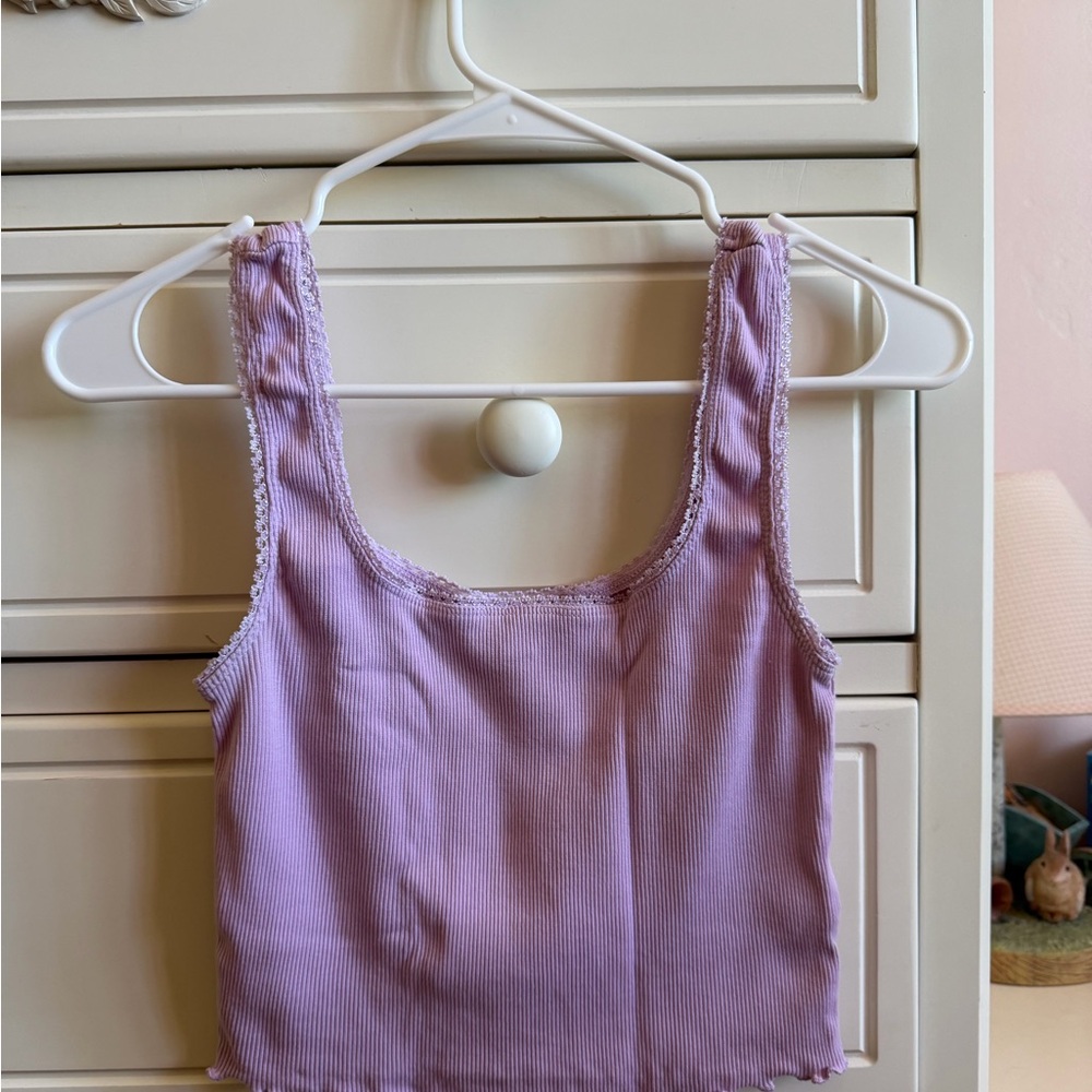 Topshop Lilac Ribbed Tank Top